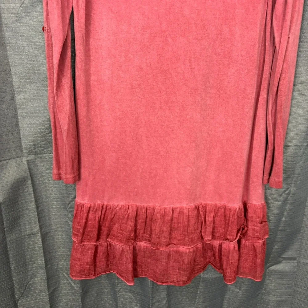 Pyramid Collection Tunic Top‎ Dress Womens M Pink Rayon Peplum Whimsical Dainty